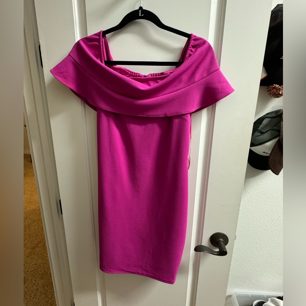 Hot Pink off the shoulder dress
